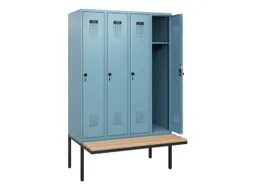 locker met bank,HxBxD 1950x1200x815mm,4vak,vak B 300mm,draaigrendel