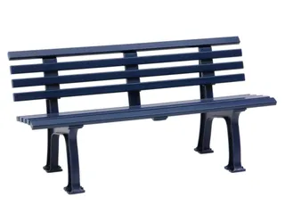 Kunststofbank 740x1500x380mm Zit H 440mm 9 Latten 2 Pootstellen Blauw - 2