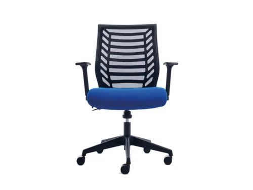 Bureaustoel,Synchroonmech.,M. Armleuningen,Zitting Schuimstof Blauw