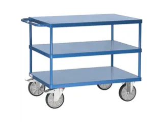 Tafelwagen 2422B 600kg 1000x700mm 3 etages staalplaat rubber wielen - 1