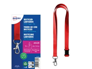 Lanyard Avery rPET rood 440x15mm met karabijnhaak 10 stuks - 2