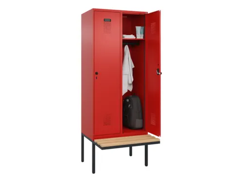 locker met bank,HxBxD 2120x800x815mm,2vak,vak B 400mm,draaigrendel