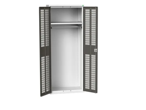 Lockerkast 2000x800x550mm 1 vak, dubbele ventilatiedeur, RAL7016