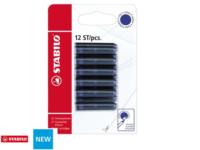 Inktpatroon STABILO blauw blister à 12 stuks