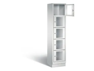 Lockerkast 1800x420x500mm 1x5 vakken Cilinderslot, Sokkel, RAL7035 - 1