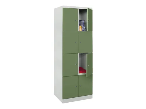 lockerkast,HxBxD 1800x600x500mm,2x4vakken,RAL7035,front RAL6011