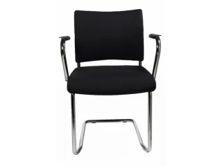Bezoekersstoel Armleuningen Zwart Stof 450x480x450mm Sledeframe - 1