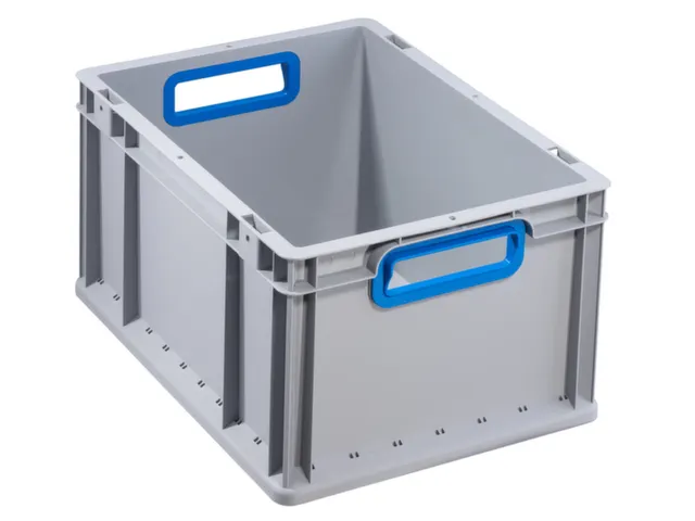 Euronorm-stapelbak 220x400x300mm Pp Wand/bodem Gesloten Grijs/blauw