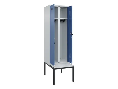 locker met bank,voor scheiding van kleding,HxBxD 2120x600x815mm,2vak