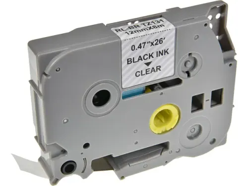 NEUTRAL Labeltape P-touch TZE-131S 12mmx4m Zwart Op Transparant