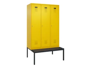 locker met bank,HxBxD 2120x1200x815mm,3vak,vak B 400mm,cilinderslot - 2