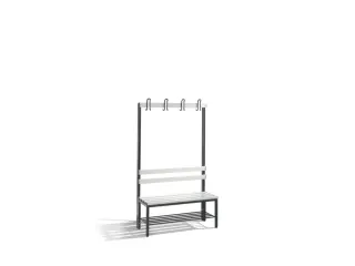 Omkleedbank 1000mm Pvc-Zitlatten Enkel Hakenlijst Schoenenrek Ral7021 - 1