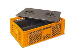 Euronorm-stapelbak,m. isoleerbox,HxLxB 240x600x400mm,20l,PE,oranje