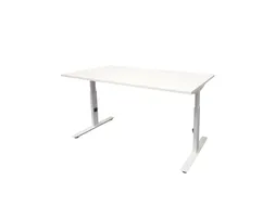 Bureau Linesto Plus Hoogte instelbaar 160x80cm Krijtwit, T-poot Wit