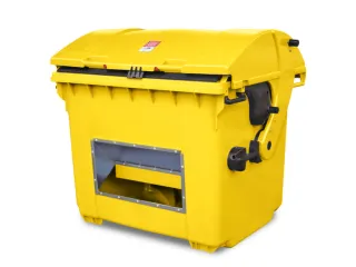 strooigoedbak,HxBxD 1035x1360x765mm,HDPE,geel,deksel geel - 1