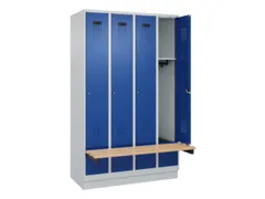 locker met bank,HxBxD 1950x1200x815mm,4vak,vak B 300mm,cilinderslot