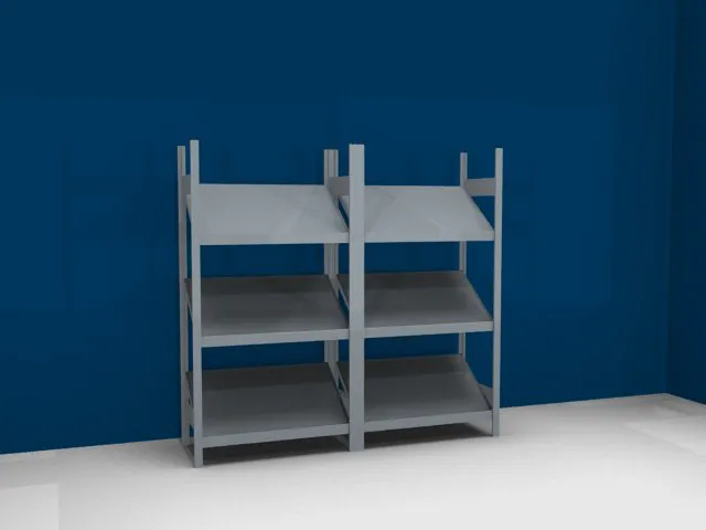 rayonnage à tablettes inclinées base+1xsuivant HxlxP 2000x2670x535mm