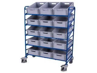 Etagewagen 250kg 15 Eurobakken 1695x1350x665mm 5 Etages Open Frame - 2