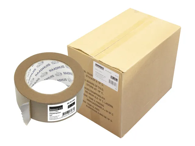 Verpakkingstape ECO Raadhuis 50mm x 50m papier doos a 36 rol