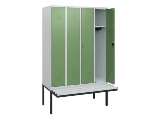 locker met bank,HxBxD 1950x1200x815mm,4vak,vak B 300mm,cil.-slot - 2