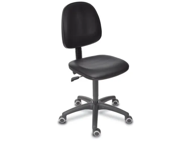 Werkplaatsstoel 480-670mm Zwart Kunstleer Voetkruis Kunststof Wielen