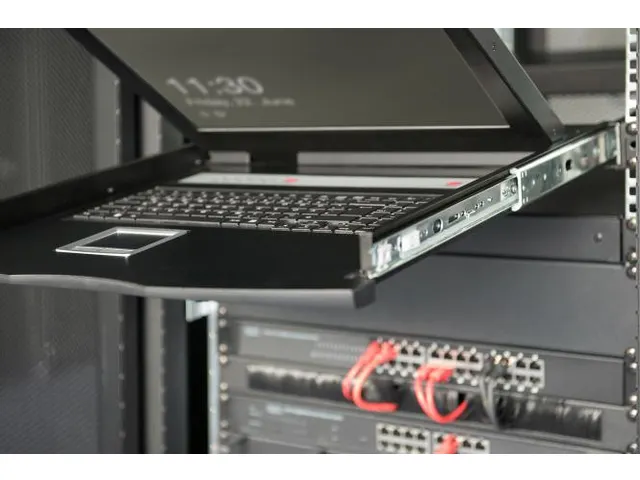 19 inch LCD KVM-console, 16-poorts CAT 5, Spaans toetsenbord Zwart