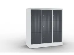 lockerkast cil.slot 1255x1150x540mm 3x3 vakken RAL7035 front RAL7021