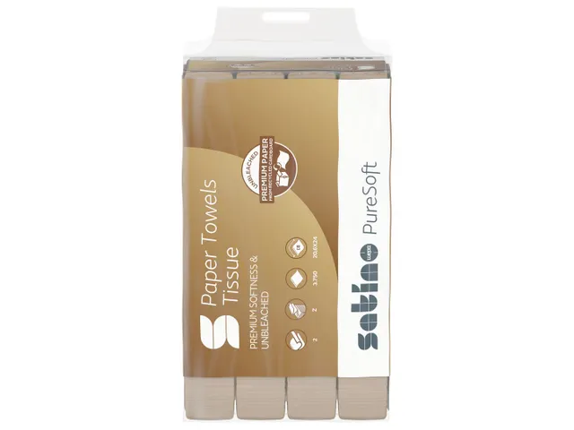 Handdoek PureSoft PT2 Z-vouw 2-laags 25x150vel natuur 277530 Pallet