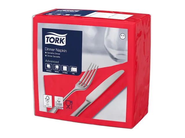 Tork 478752 Dinnerservet Advanced Rood 39x39cm