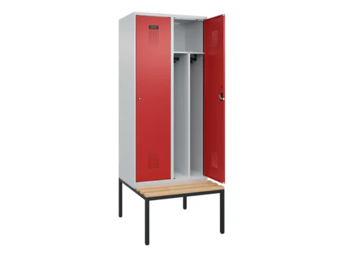 locker met bank,voor scheiding van kleding,HxBxD 2120x800x815mm,2vak