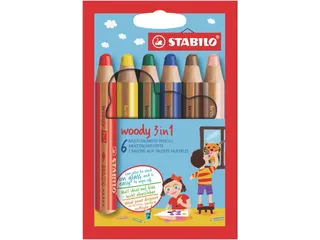 Kleurpotloden STABILO 880 woody 3 in 1 assorti etui à 6 stuks - 1