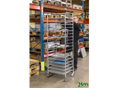 dienbladwagen,draagverm. 150kg,18etage(s),Dienbladschap,zilverkleurig