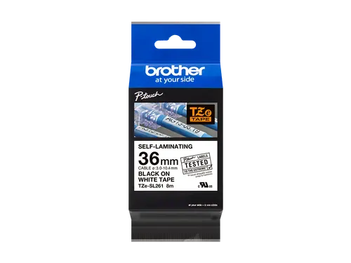 Brother TZe-SL261 zelflaminerende labeltape zwart op wit - 36 mm – v