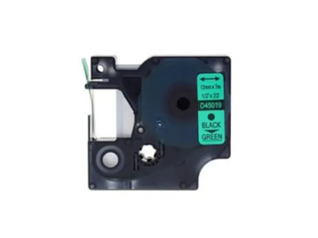 Labeltape Dymo Compatible 45019 D1 12mmx7m Zwart Op Groen