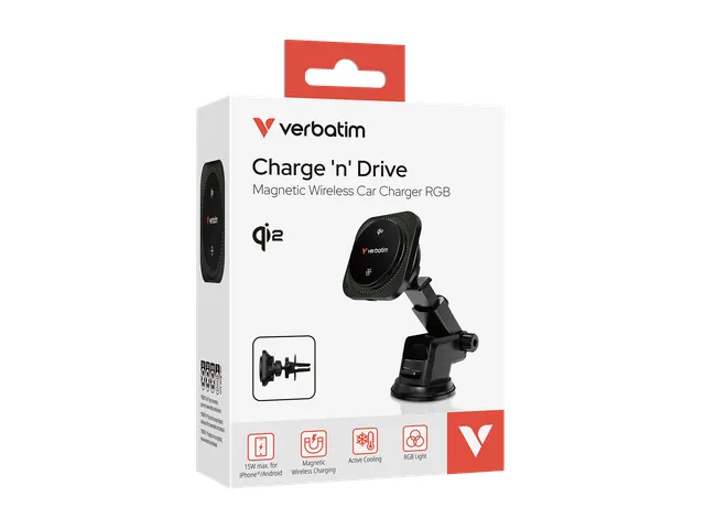 31860 VERBATIM Charge´n´ Drive Qi2 RGB Auto oplader draadloos zwart