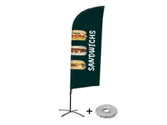 Horecavlag Alu Wind complete set "Sandwichs" kruisvoet Zwart