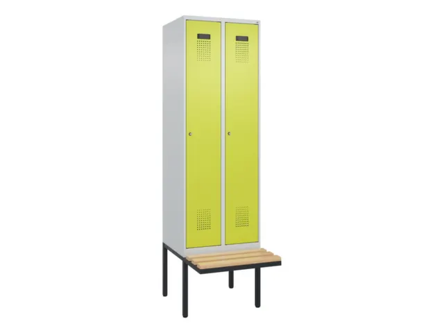 locker met bank,voor scheiding van kleding,HxBxD 2120x600x815mm,2vak