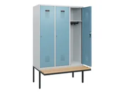 locker met bank,HxBxD 1950x1200x815mm,3vak,vak B 400mm,cilinderslot