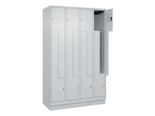 Z-garderobekast,HxBxD 1950x1200x500mm,vak B 150/300mm,cil.-slot,sokkel