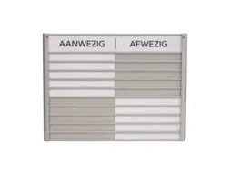 Menoor In-Uit bord 10 namen Aluminium Aanwezig/Afwezig Wit
