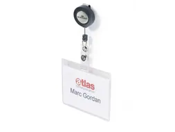 Universele badge met afrolmechanisme 60x90mm