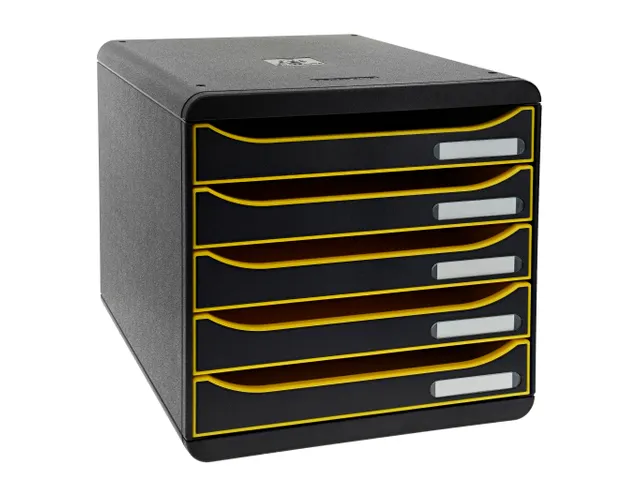 Module de classement Big Box Plus 5 tiroirs Black Office - Noir/jaune