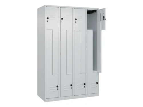 Z-garderobekast,HxBxD 1850x1200x500mm,vak B 150/300mm,draaigrendel
