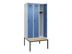 locker met bank,HxBxD 2120x900x815mm,3vak,vak B 300mm,draaigrendel