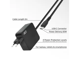 Laptop Oplader ACT USB-C Power Delivery 65W 2mtr - 4