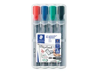 Viltstift Staedtler 356 voor flipover rond 2mm 4 stuks assorti - 4