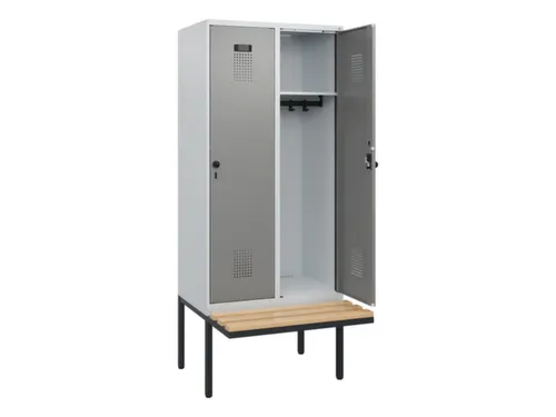 locker met bank,HxBxD 1950x800x815mm,2vak,vak B 400mm,draaigrendel