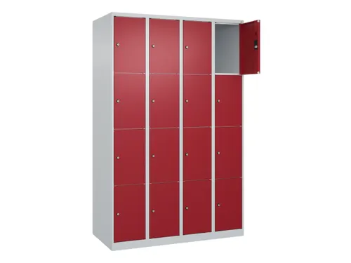 lockerkast,HxBxD 1850x1200x500mm,4x4vakken,vak B 300mm,cil.-slot