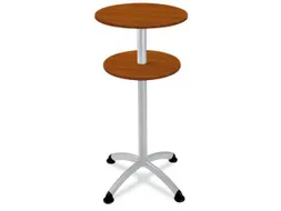 Statafel Stalen 4-Poots H 112cm Onderstel Alu Zilver Kersenhout