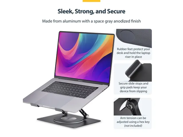 Draaibare Laptopstandaard Zilver tot 5kg Laptops